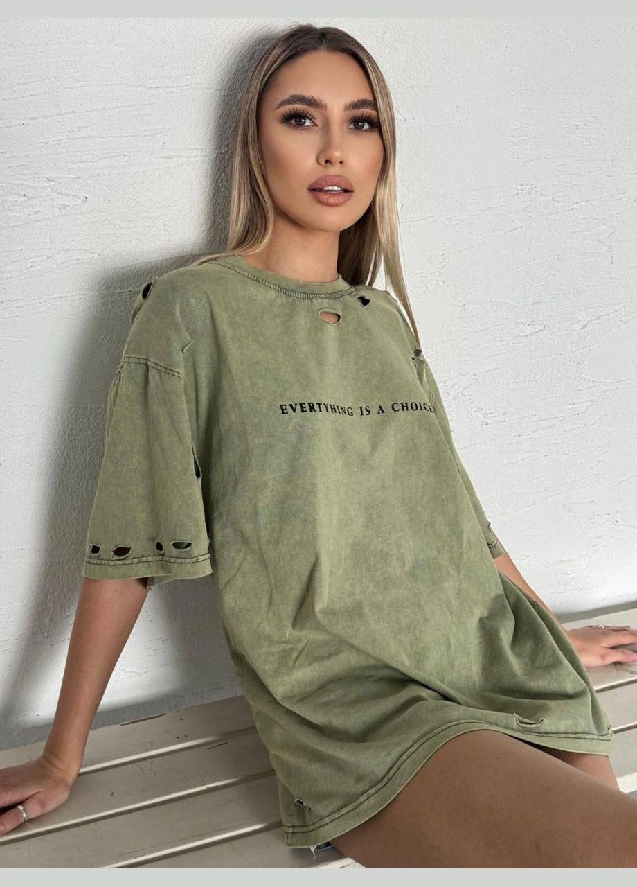 Зеленая летняя женская футболка тай-дай No Brand 031