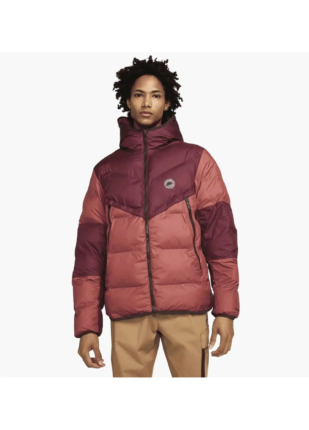 Бордовая мужской пуховик sportswear storm-fit windrunner bordo/peach dx2040-203 Nike