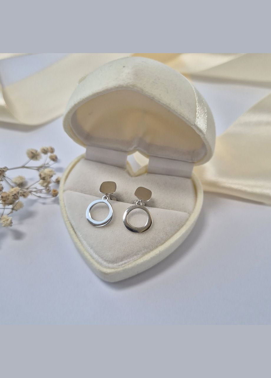 Серебряные серьги гвоздики на фиксаторах с Подвеской Круг серебро 925 пробы Родированное 1284с 1.30г No Brand (316649597)