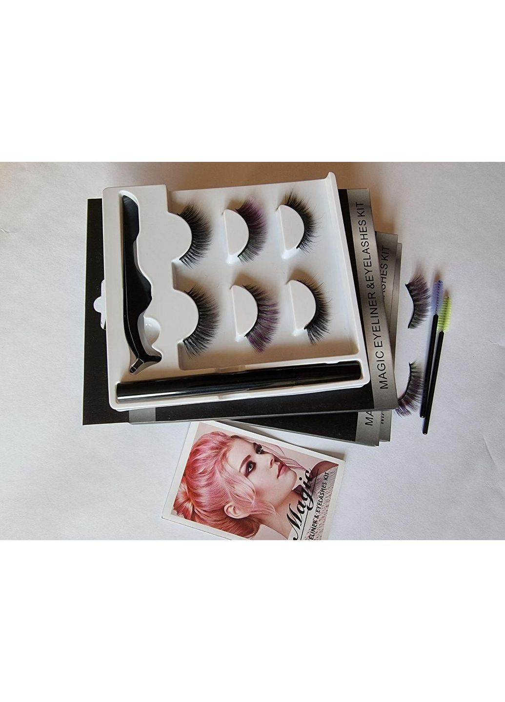Наращивание многоразовые ресницы 3 пары Лисички + Маркер подводка для надевания Прозрачная Magnetic Lashes (366668450)