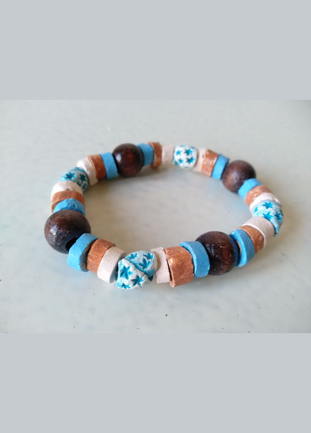 Керамічний браслет ручної роботи на резинці №8 Коти&Ангели (302450816)