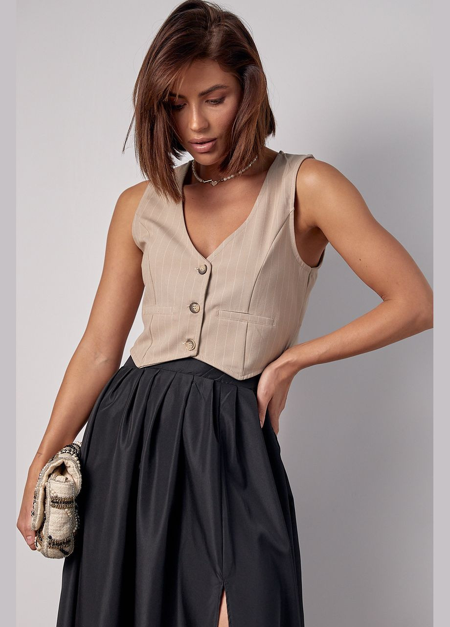 Короткий женский жилет в полоску на пуговицах Lurex (297682532)