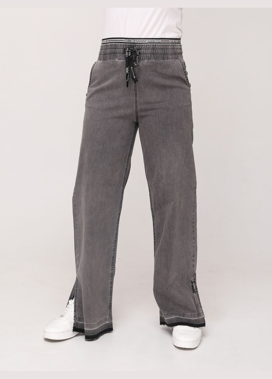 Джинси жіночі світло-сірі палаццо літні великий розмір на лаштунці Палаццо CARMITO - (289978898)