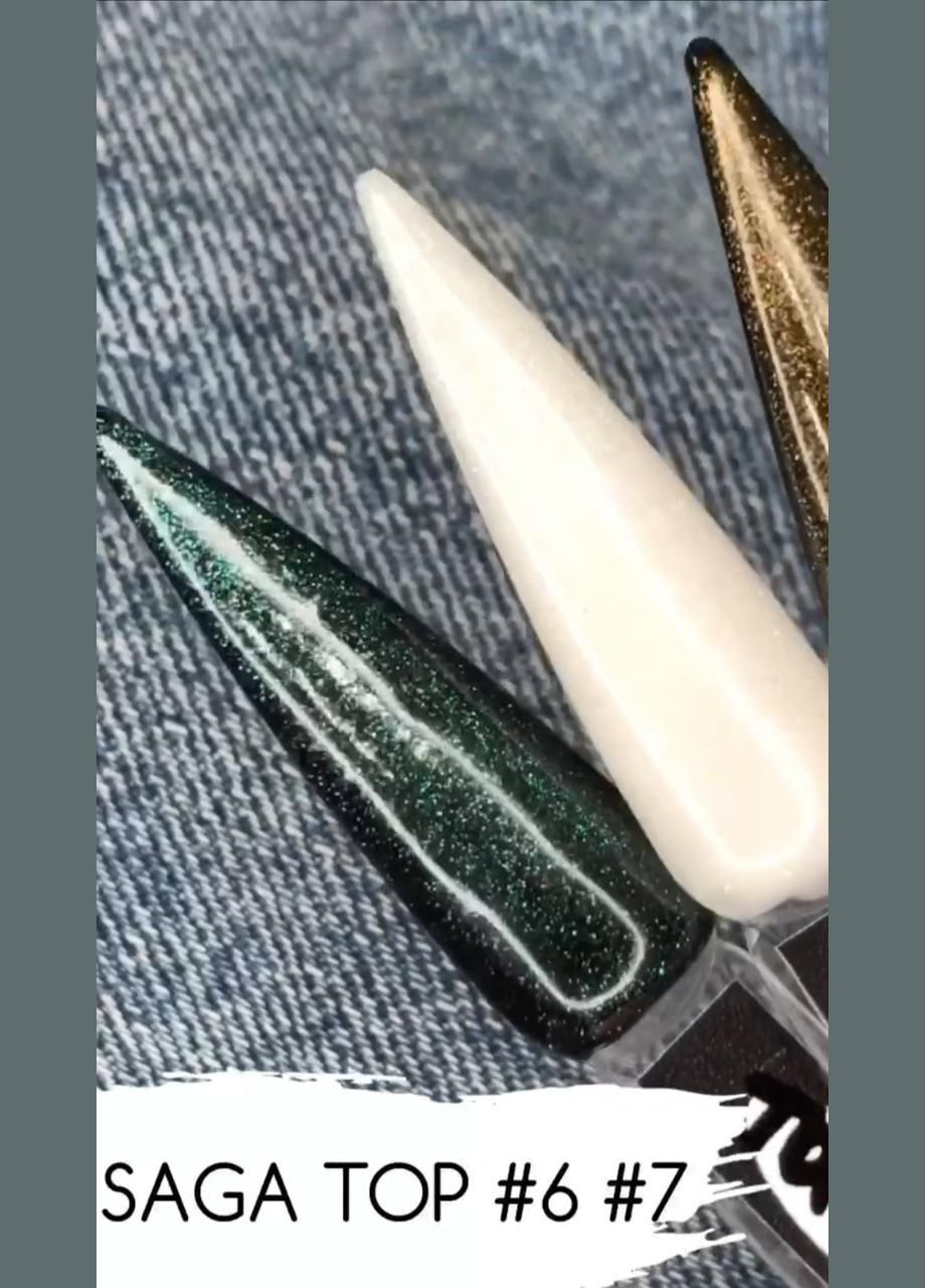 Топ для гель-лака с шиммером №7 Изумруд Топ с шиммером (блеском) без липкого слоя ТМ "" 8 мл Saga (342376533)