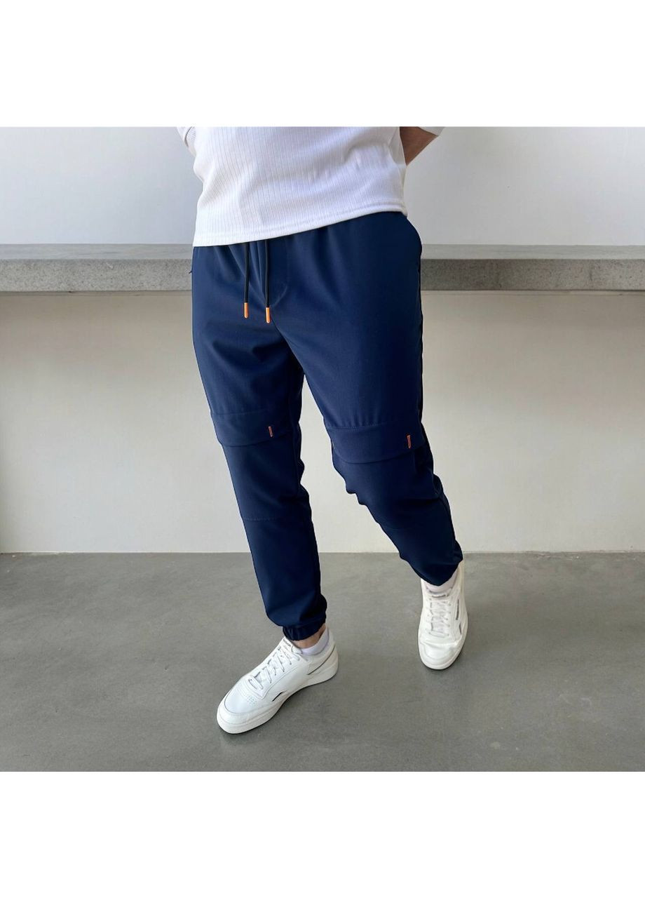 Синие классические демисезонные прямые брюки DK/DL Мода без кордонів