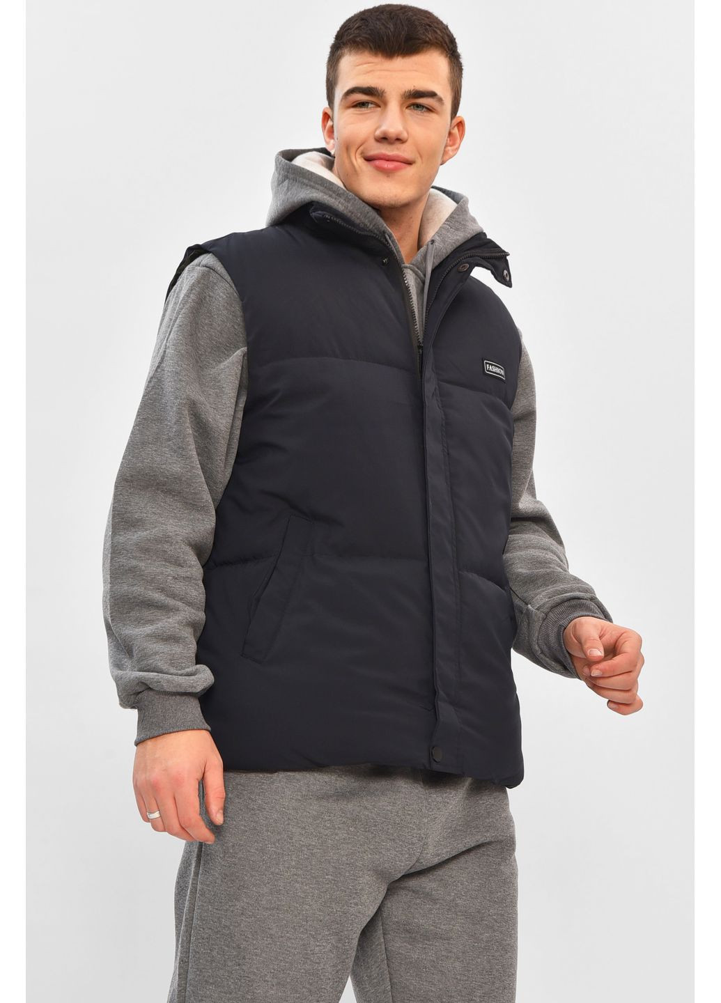 Жилетка чоловіча демісезонна темно-синього кольору Let's Shop (369447288)