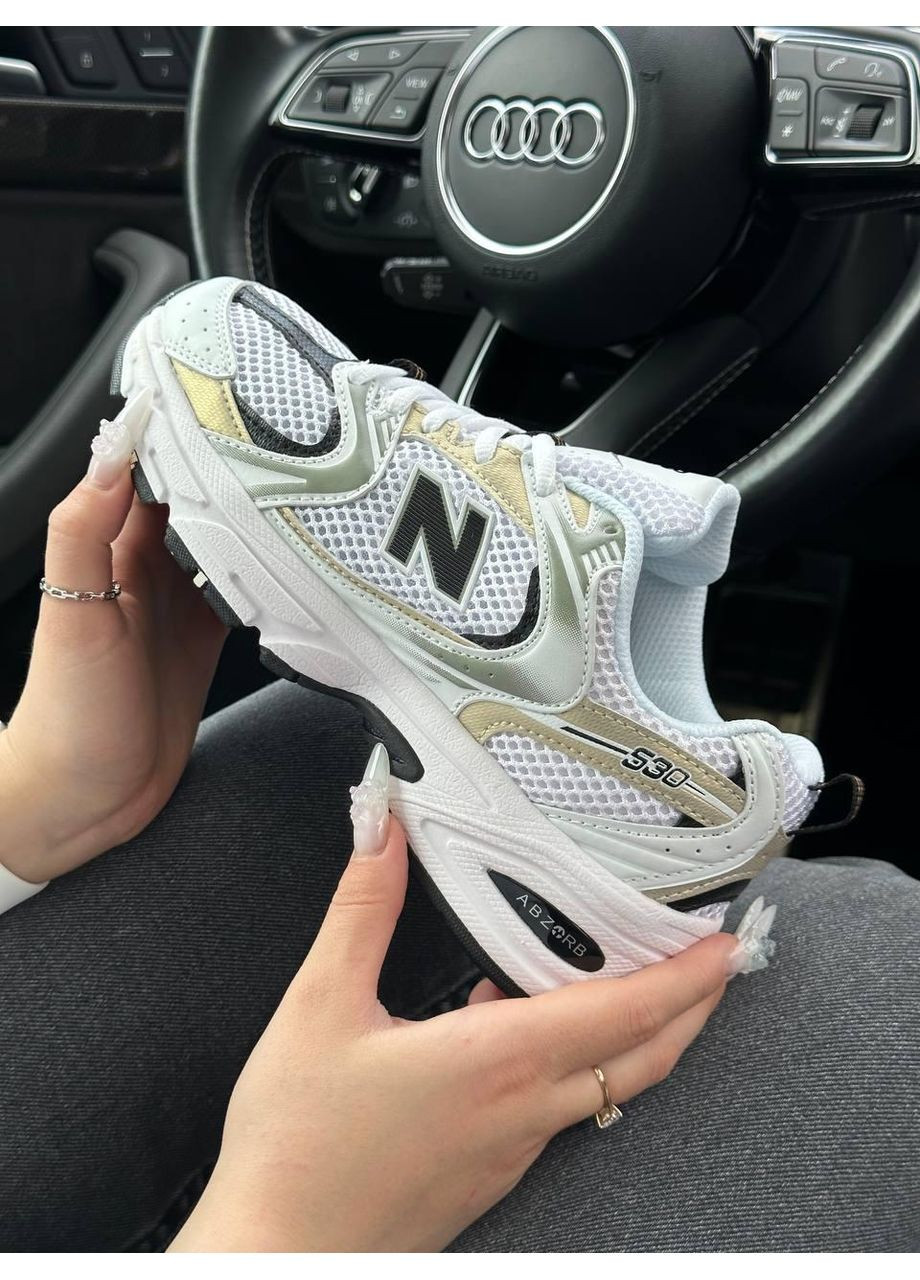 КРОССОВКИ ЖЕНСКИЕ NEW BALANCE 530 WHITE GOLD BLACK PREMIUM НЬЮ БЕЛАНС 530 No Brand чёрные демисезоны (367167020)