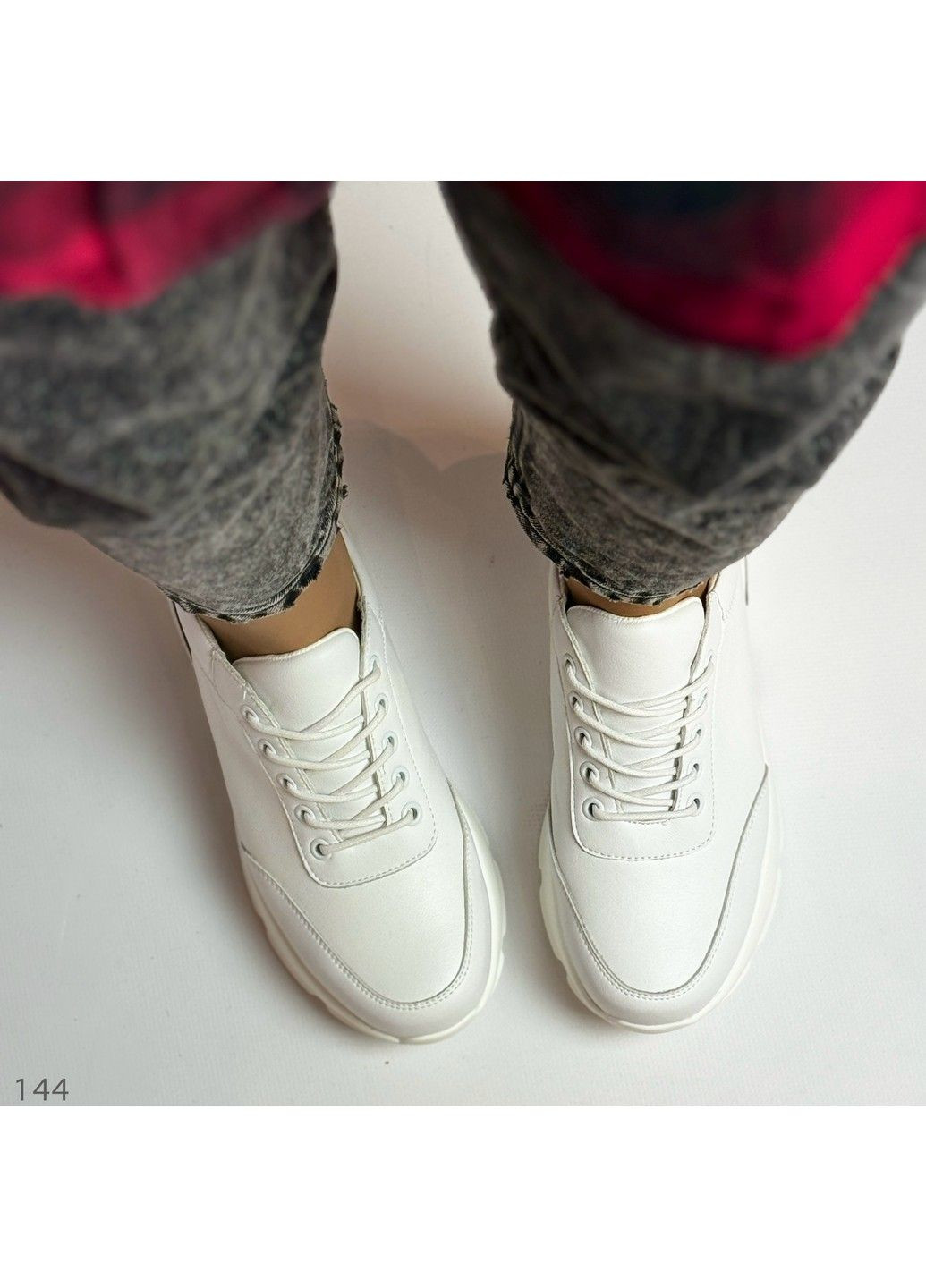 Белые демисезонные 144 кросовки кожаные белые Hengji