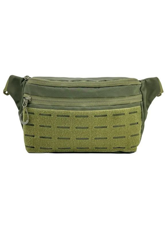 Чоловіча сумка бананка на пояс WolfPack Олива, з патч панеллю, колір оливковий. Чоловіча текстильна сумка на пояс. HardKIT 8207071-HK (370239987)