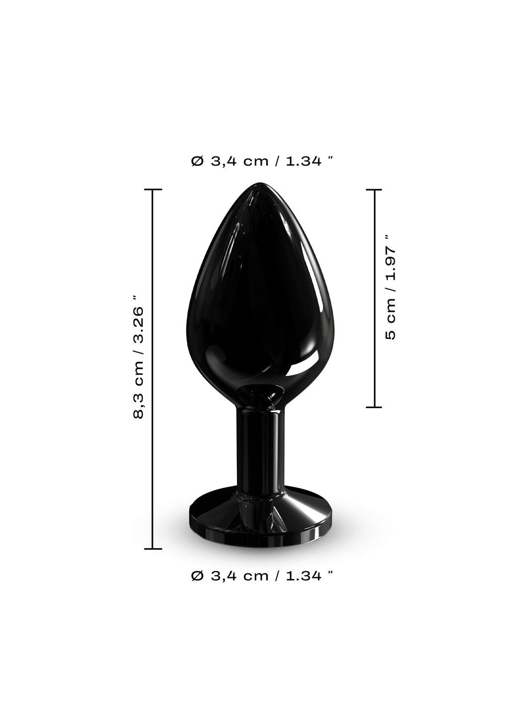 Металева анальна пробка з кристалом Diamond Plug Black M - CherryLove Dorcel (339868111)
