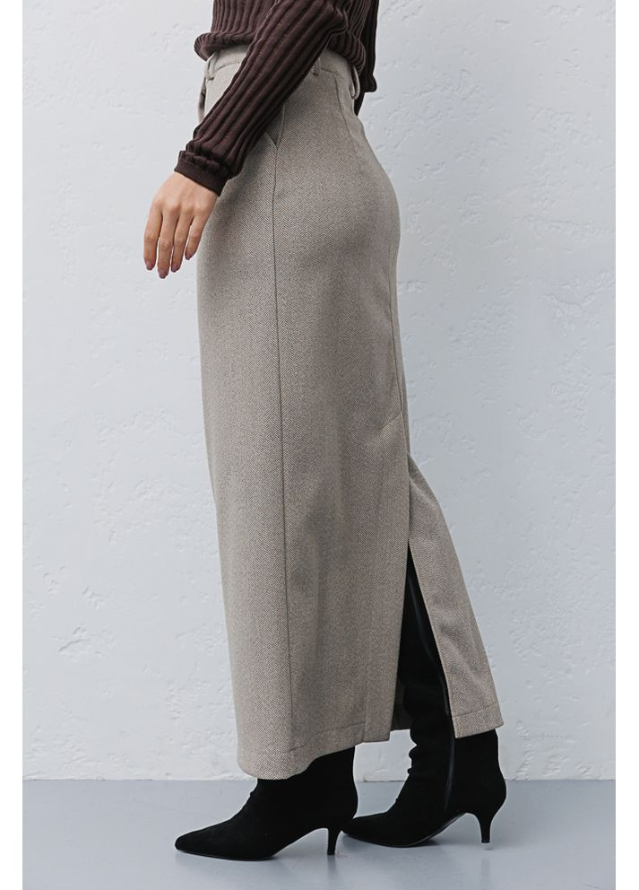 Темно-бежевая теплая юбка-карандаш темно-бежевого цвета Arjen