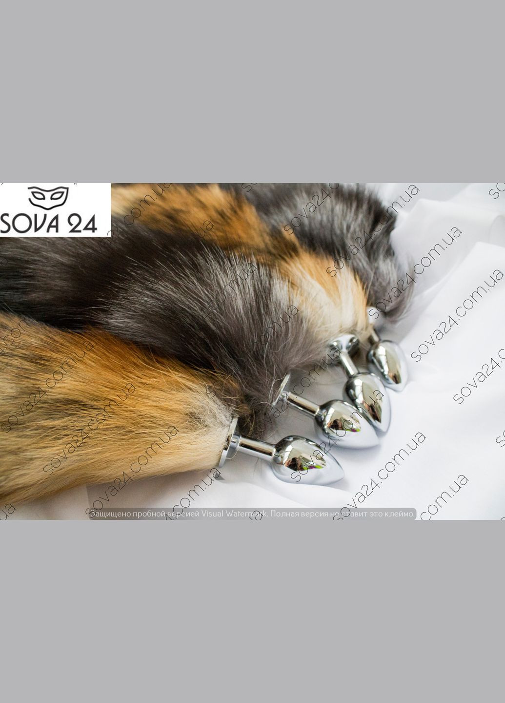 Анальна пробка з чорним хвостом і лубрикантом No Brand (340914544)