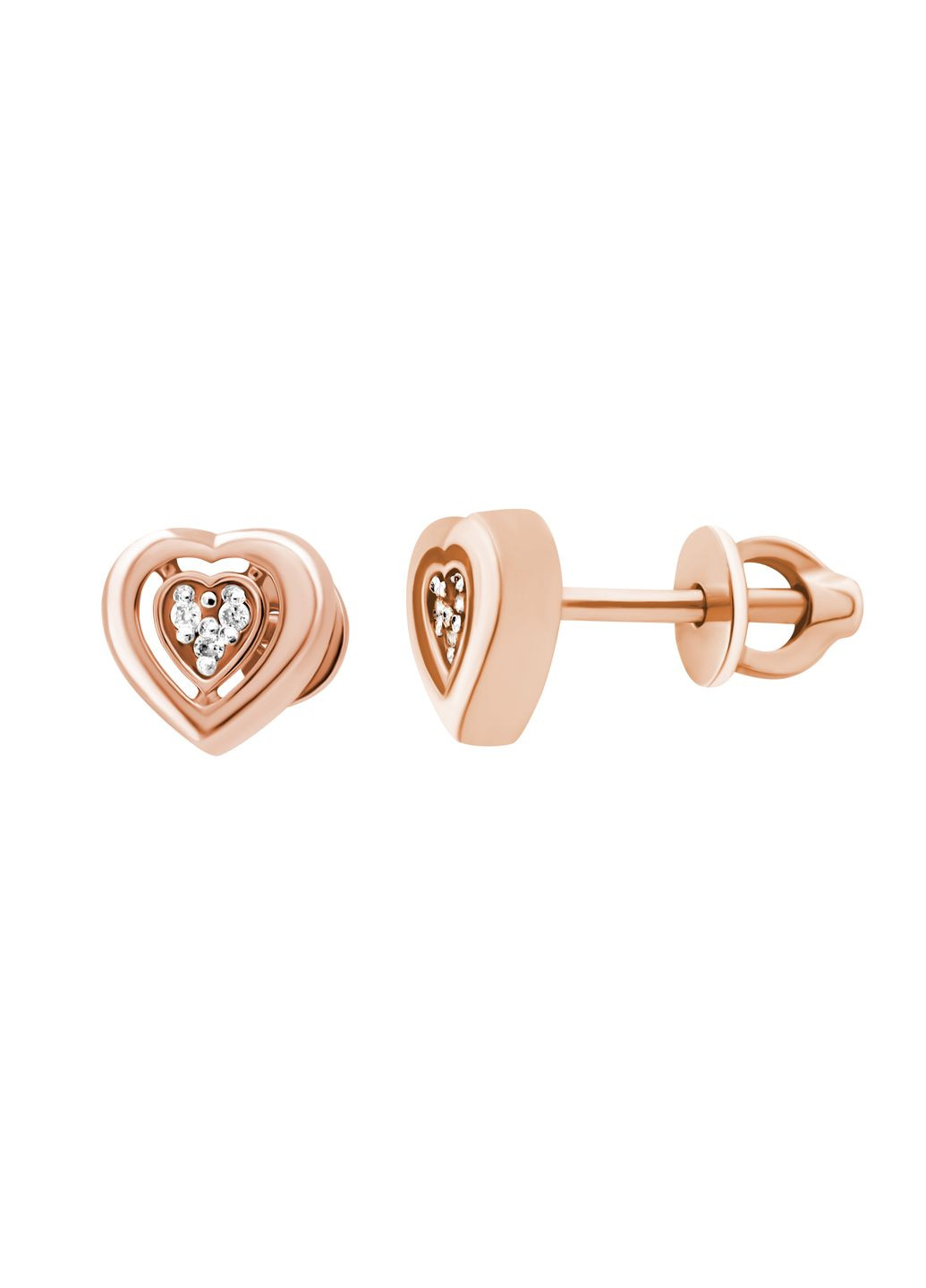 Серьги Сердце с бриллиантами в розовом золоте 1С814ДК-0011 Zarina (278585976)