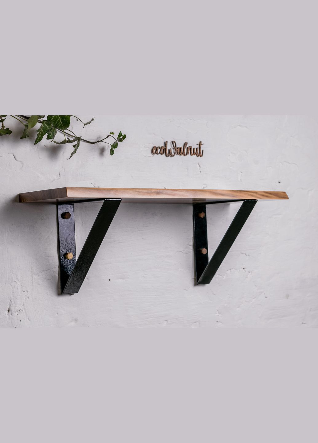 Полка M с живым краем (орех) Современная полка с древесины грецкого ореха EcoWalnut (295012768)