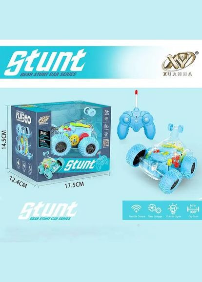 Машина перевёртыш на р/у D 168-20, аккум. 3,7 V, подсветка, шестерёнки, в коробке (6903317537877) Голубой No Brand (315826022)