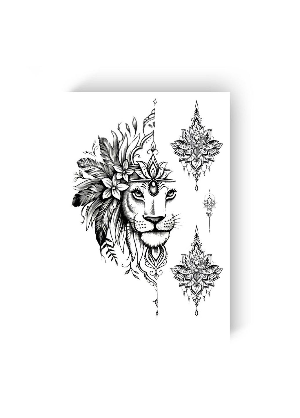 Тату "Лев графічний з мандалою" Tattooshka (303140382)