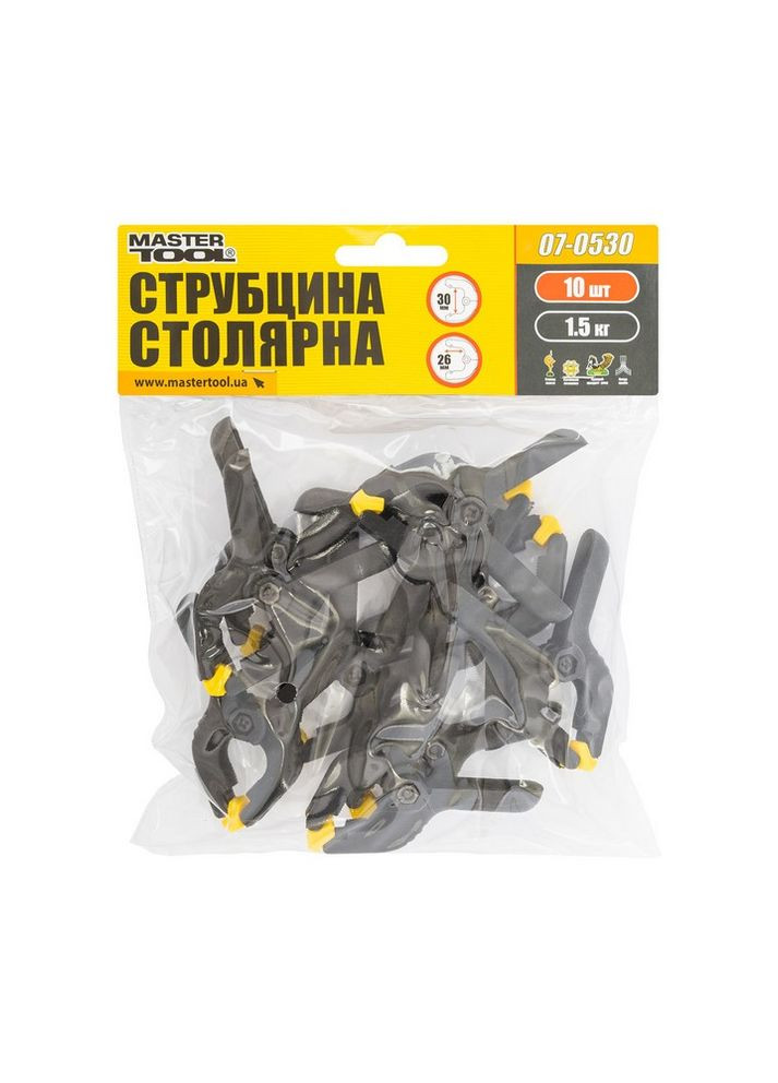 Струбцина столярна A-Type пружинна 60 мм захват 30 мм набір 10 шт 07-0530 Mastertool (364965012)