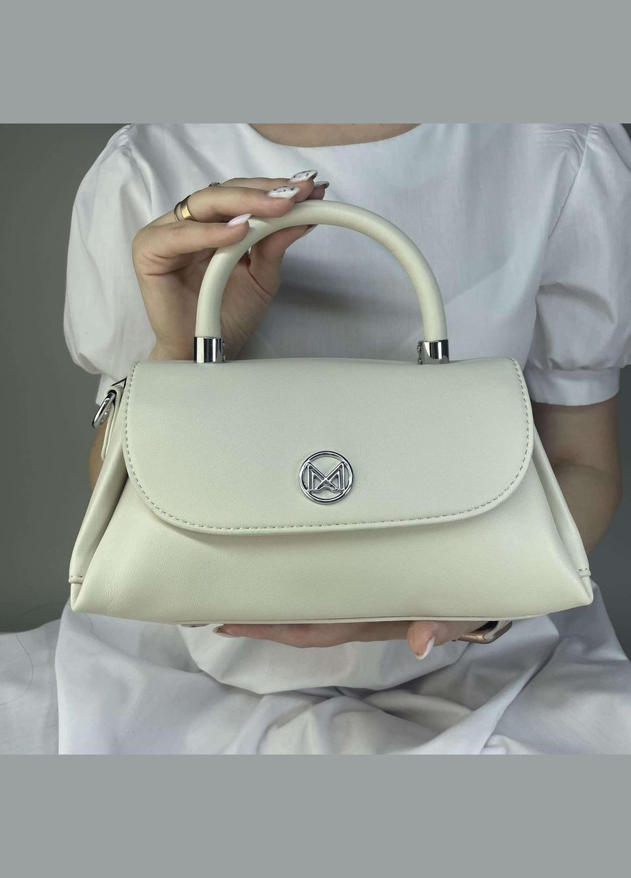 Жіноча сумка з однією ручкою і плечовим ременем з екошкіри молочного кольору Alex&Mia (324114023)