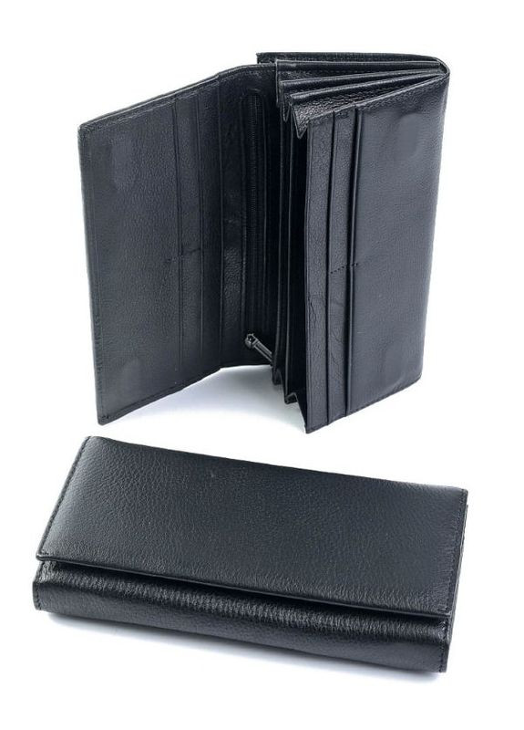 Кожаный женский кошелек черный No Brand (292920388)