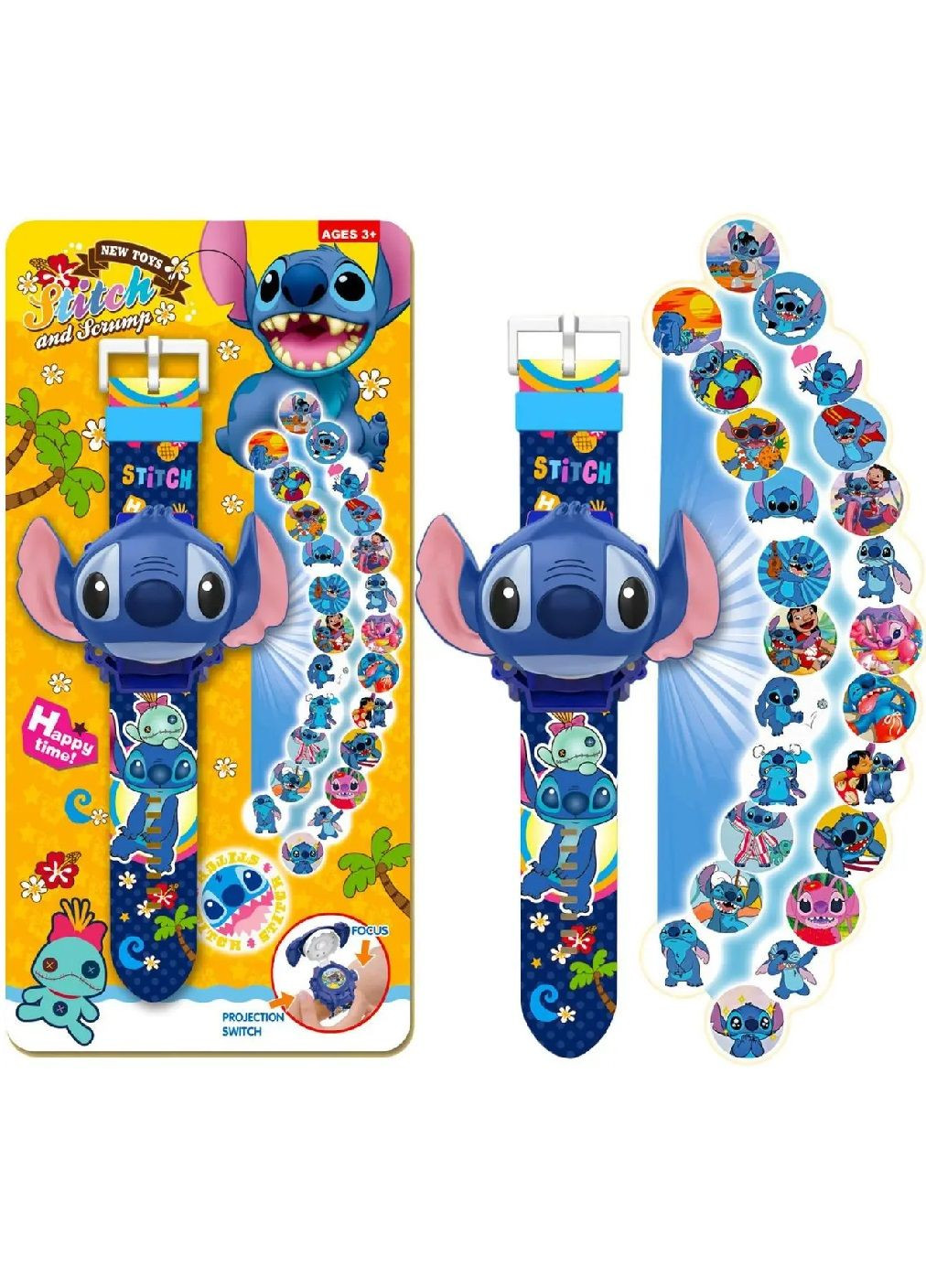 Дитячий електронний наручний годинник з роботою від батарейок 3D-проекцією 24 зображення для дівчаток (480650-Prob) Стіч Unbranded (339974090)