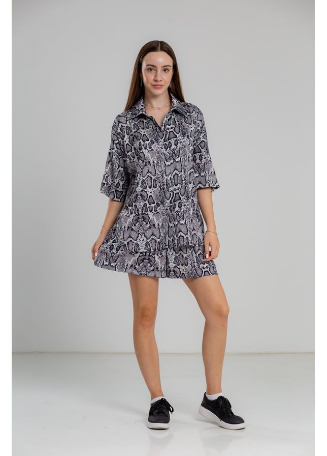 Женский домашний костюм 24.2304 42(S)-46(L) Темно серый принт AKSAN (312353801)