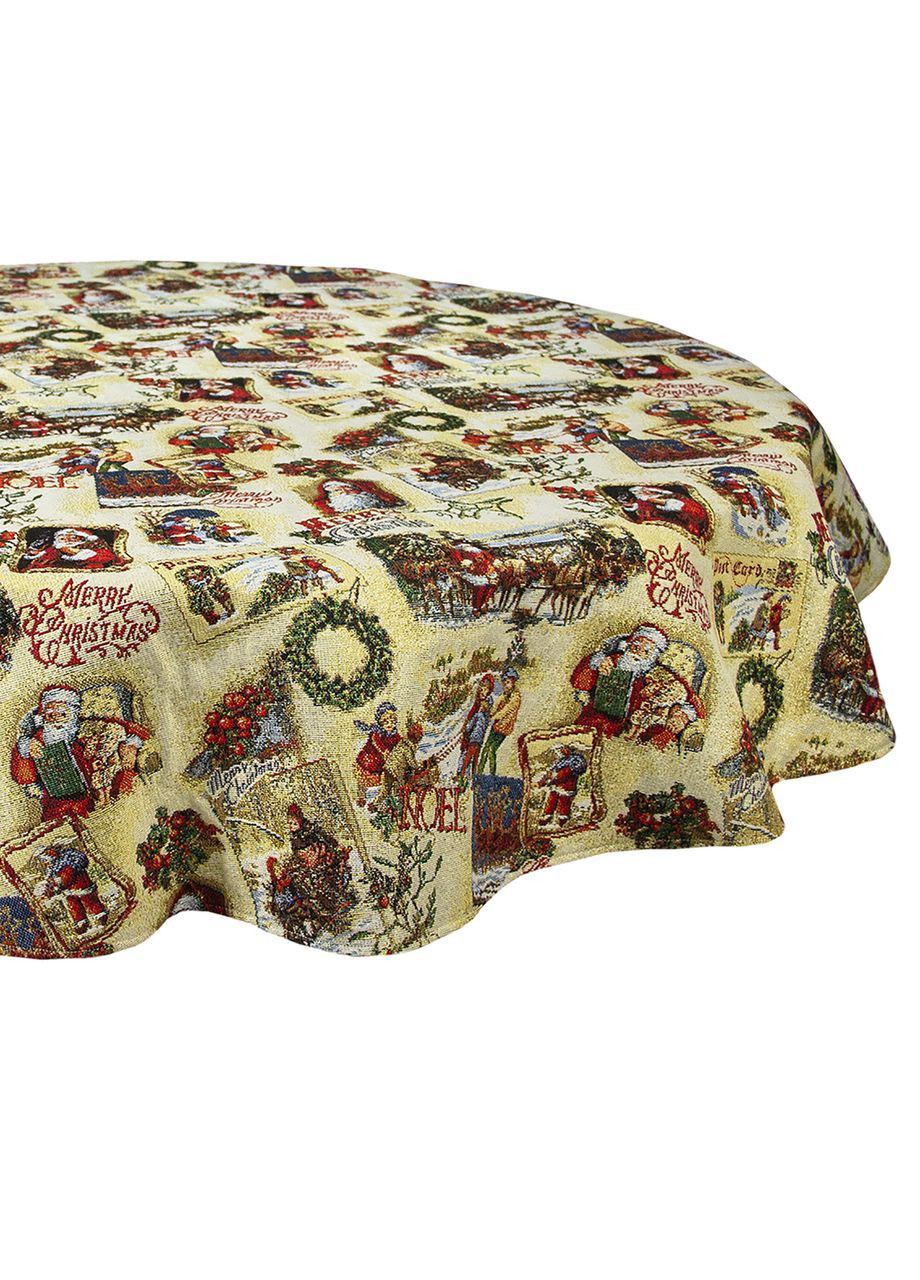 Новогодняя скатерть на овальный стол, гобеленовая золотая новогодняя овальная скатерть с золотистой нитью 120, 180 Maystat (305775396)