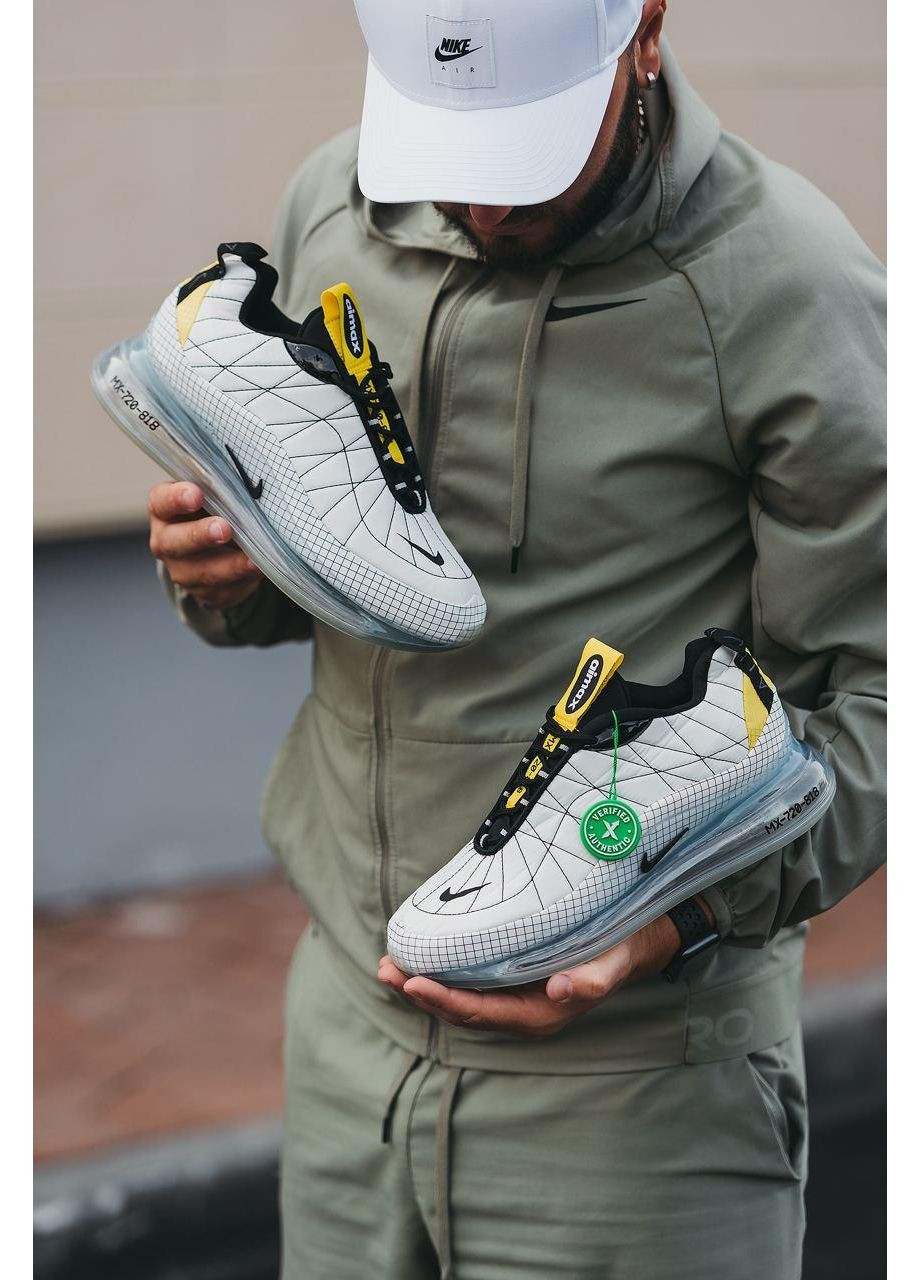 Белые демисезонные кроссовки мужские nike air max 720 white yellow найк аир макс 720 No Brand