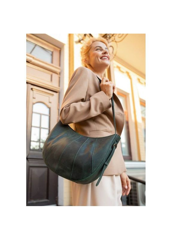 Жіноча шкіряна сумка через плече Круасан зелена BlankNote (302008782)