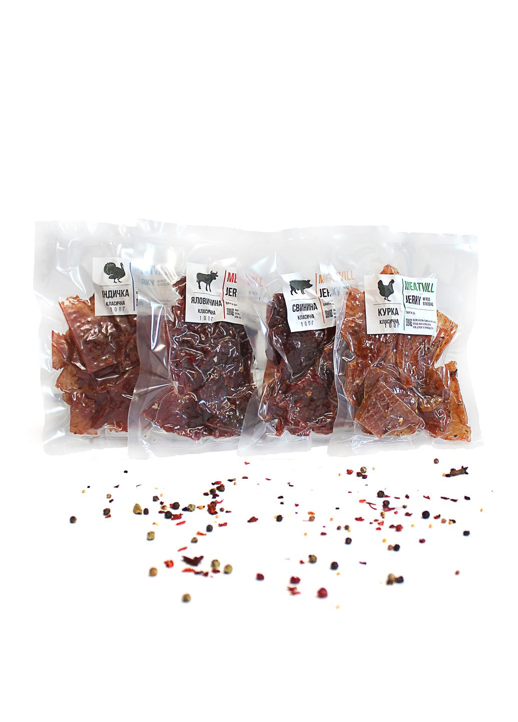 Джерки мiкс 4 в 1 класичнi вакуум 400г Meatvill (322457411)