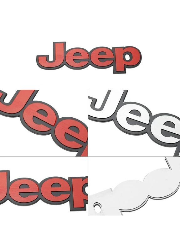 Емблема напис 159х45мм срібло з чорною окантовкою метал (на скотчі) Jeep (369611276)