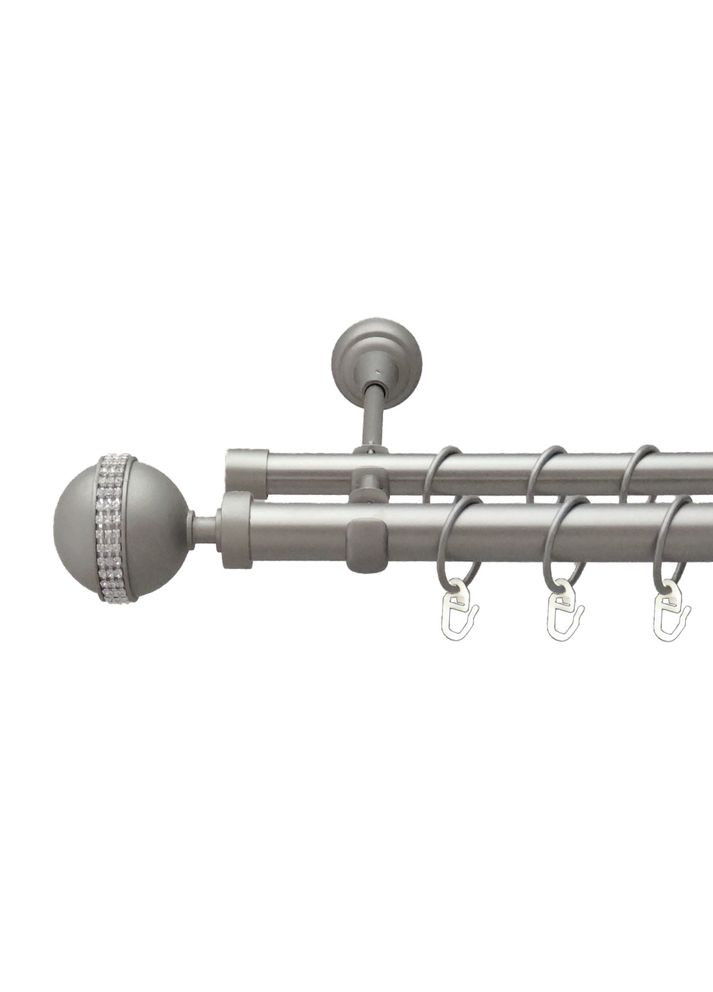 Карниз Авея металлический двухрядный открытый гладкая труба Сатин 25\19 мм 240 см (00-00024634) ORVIT (300845414)