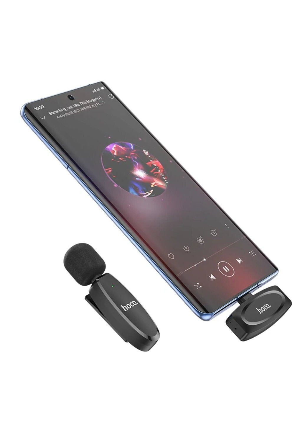 Бездротова мікрофонна система L15 Type-C Crystal lavalier wireless digital microphone Black Hoco (372990427)