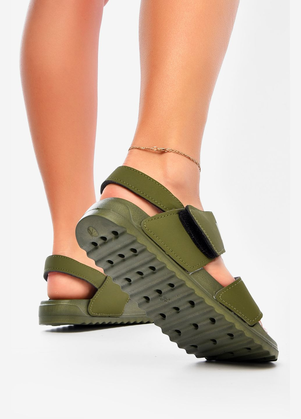 Хаки сандалии женские цвета хаки Let's Shop на липучке
