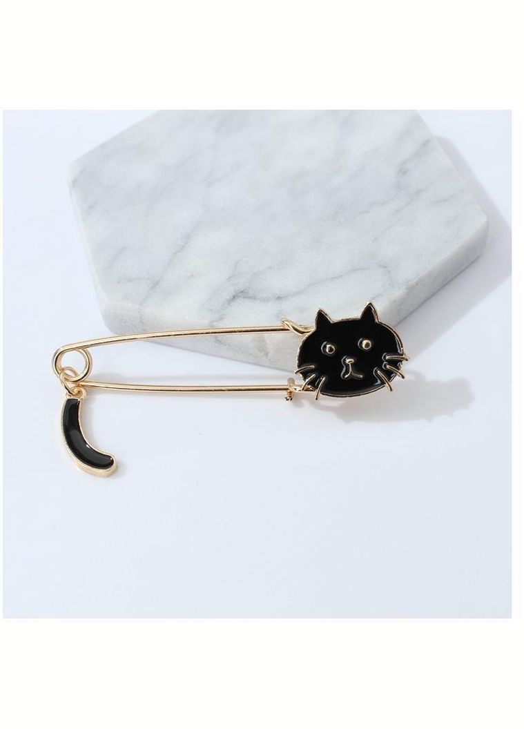 Брошка шпилька Чорна кішка Nobrand (302893034)