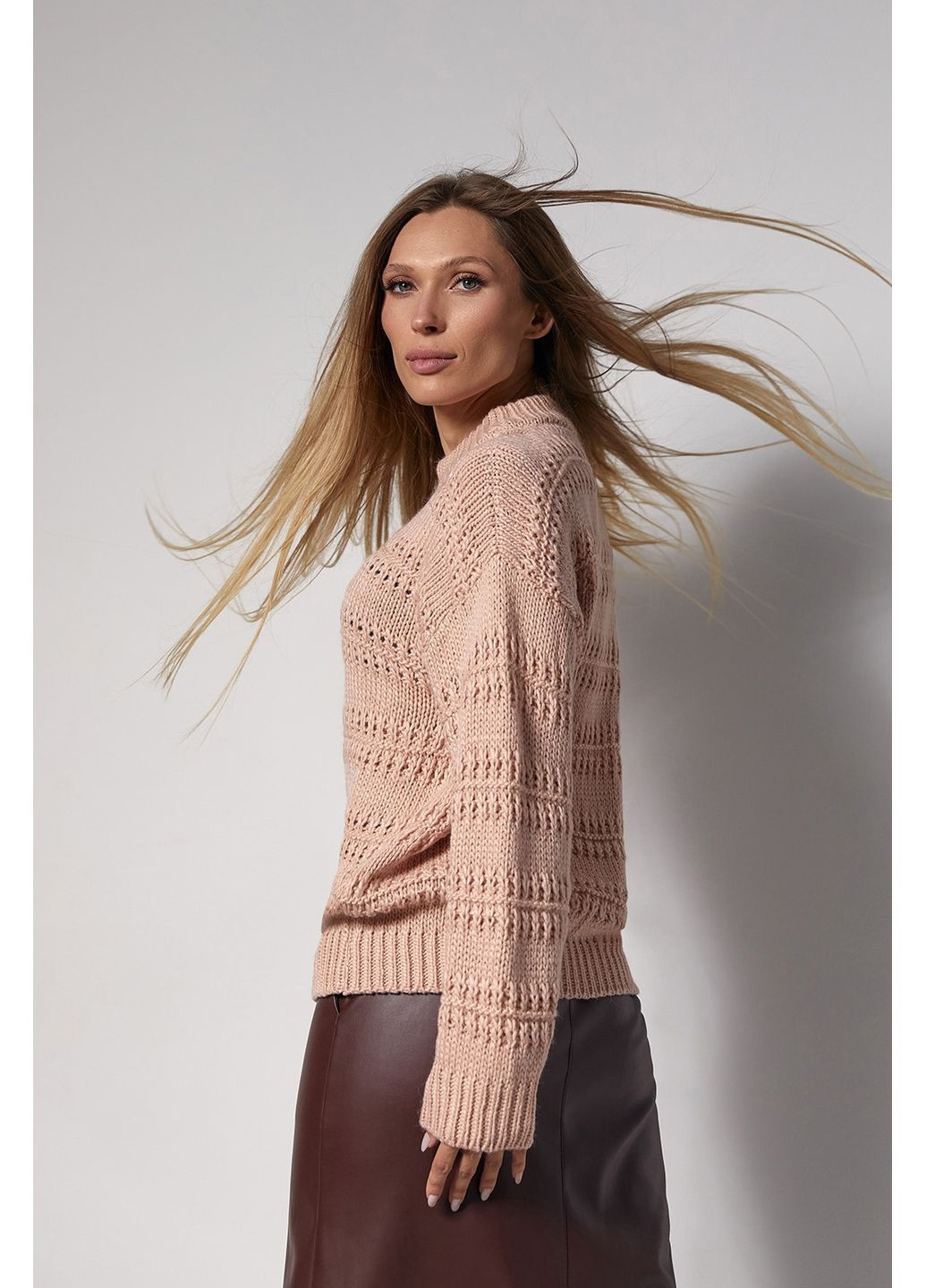 Персиковий светр з натуральної вовни 2756 Triko Bakh