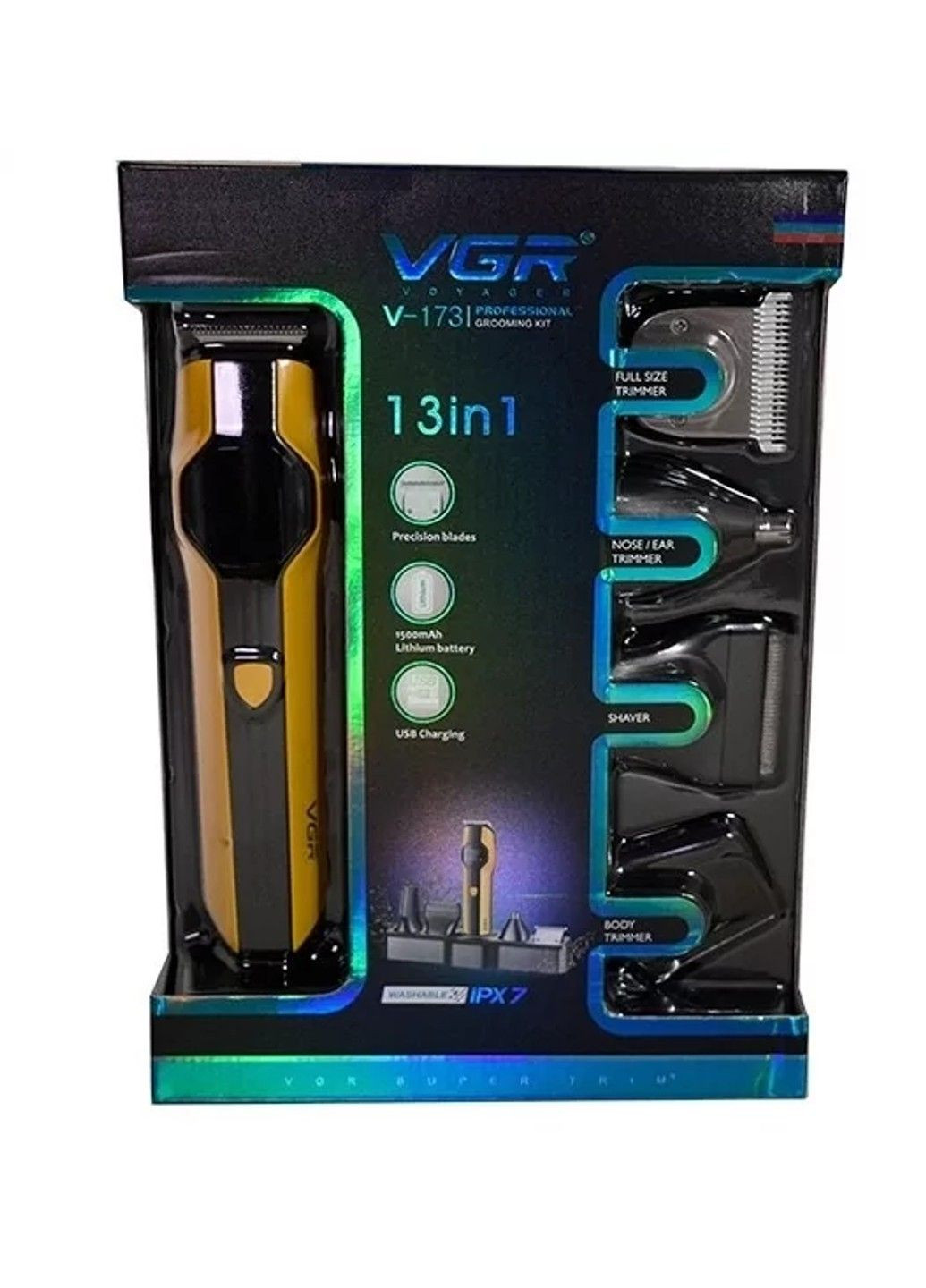 Стайлер триммер VGR V-173 13в1 з насадками (Жовтий) No Brand (332634472)