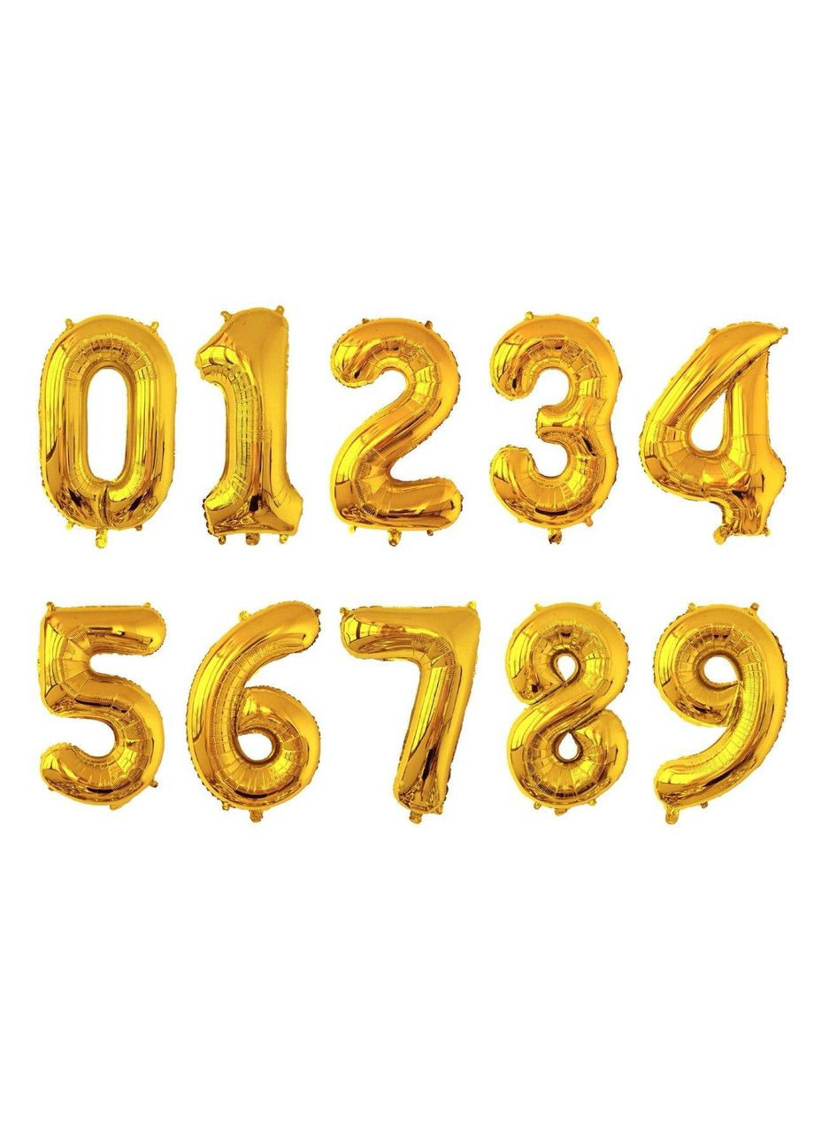 «Фольгована куля '9' золота 1 метр | Цифра на день народження | Прикраса свята | Куля-дев'ятка з фольги | Gold number 9 balloon» No Brand (365778404)