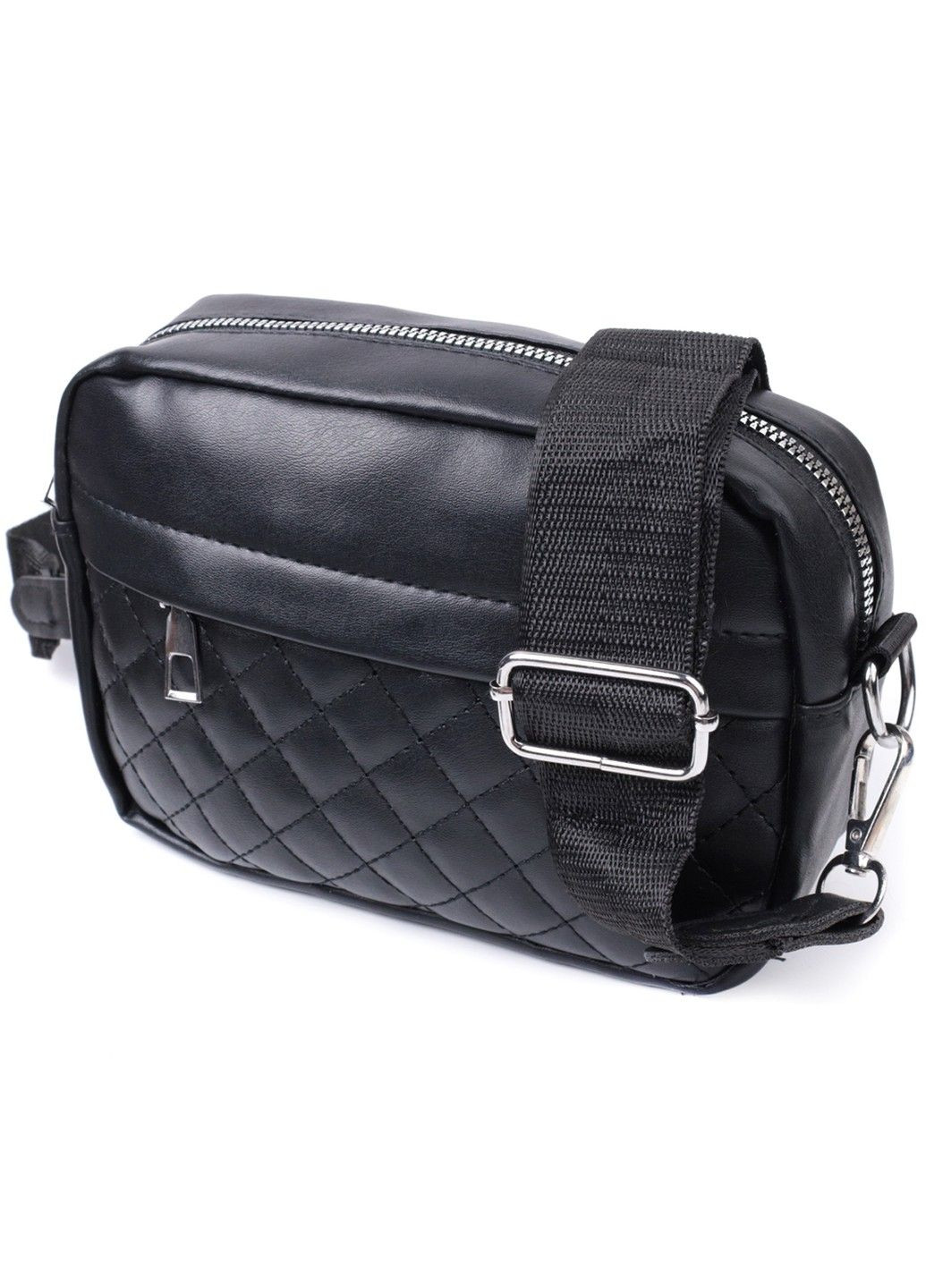 Зручна жіноча сумка крос-боді з монетницею з екошкіри 22796 Чорний Vintage (303877171)