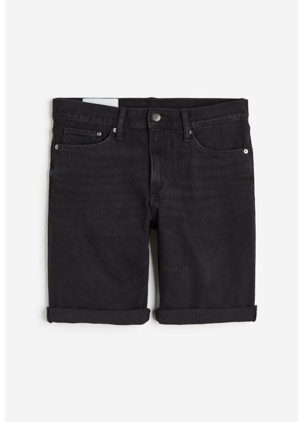 Чоловічі приталені джинсові шорти Slim fit (56991) W30 Чорні H&M (292301156)