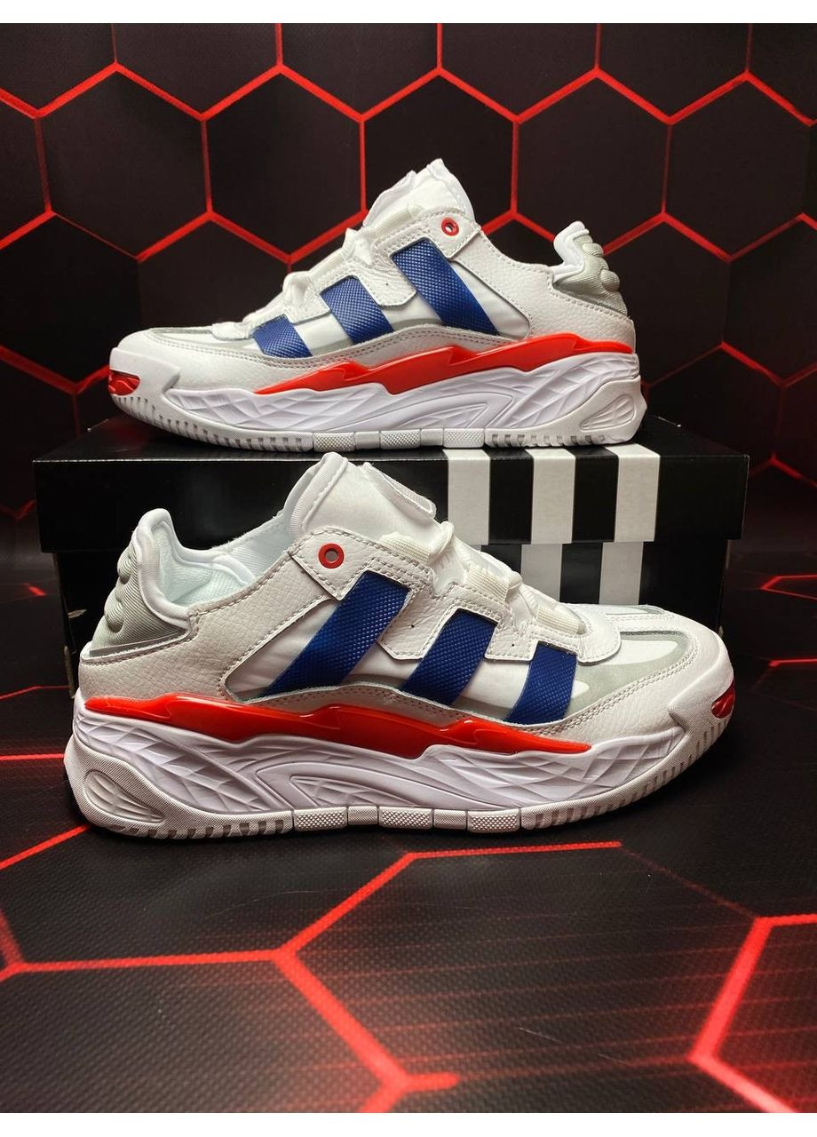 КРОССОВКИ ЖЕНСКИЕ ADIDAS NITEBALL WHITE BLUE RED АДИДАС НАЙТБОЛ No Brand белые демисезоны (368884561)