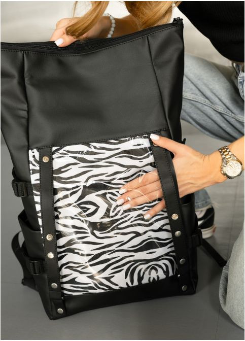 Рюкзак жіночий з екошкіри 20 л міський спортивний з відділенням для ноутбука маленький Чорний 39653 Sambag (355884699)