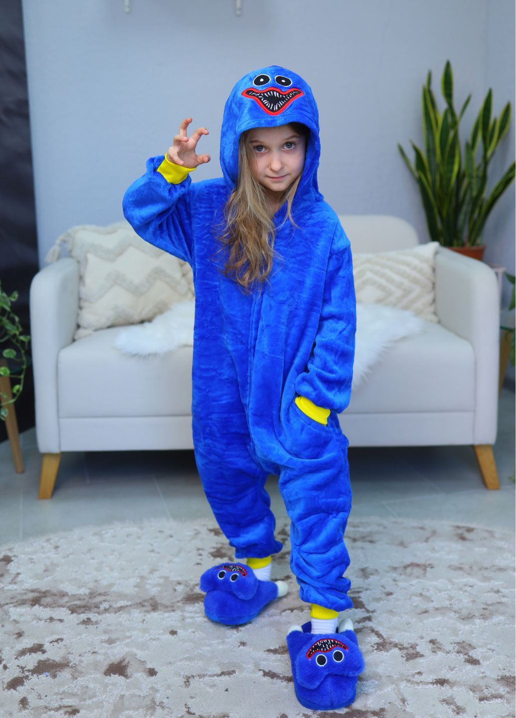 Дитяче кігурумі Хаггі Ваггі Huggy Wuggy з вишитим капюшоном синій My Kigu (364860627)