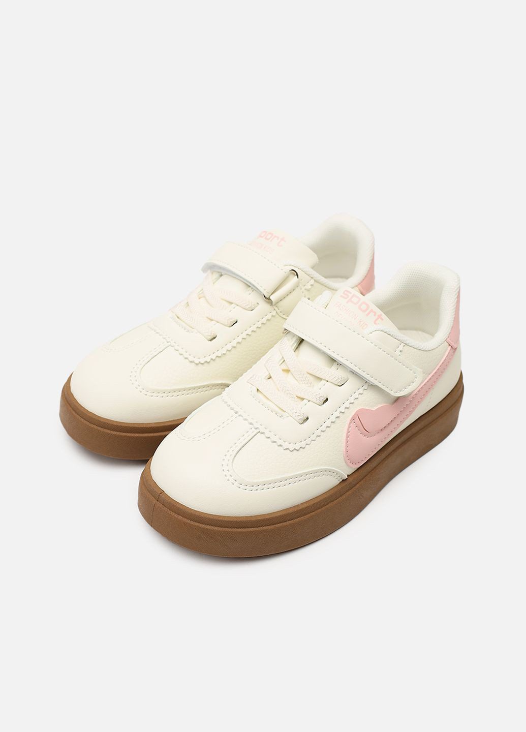 Молочні кеди на пласкій підошві для дівчинки колір молочний цб-00272871 No Brand