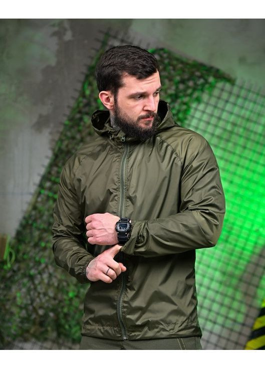 Тактична чоловіча легка куртка дощовик олива No Brand (362419377)