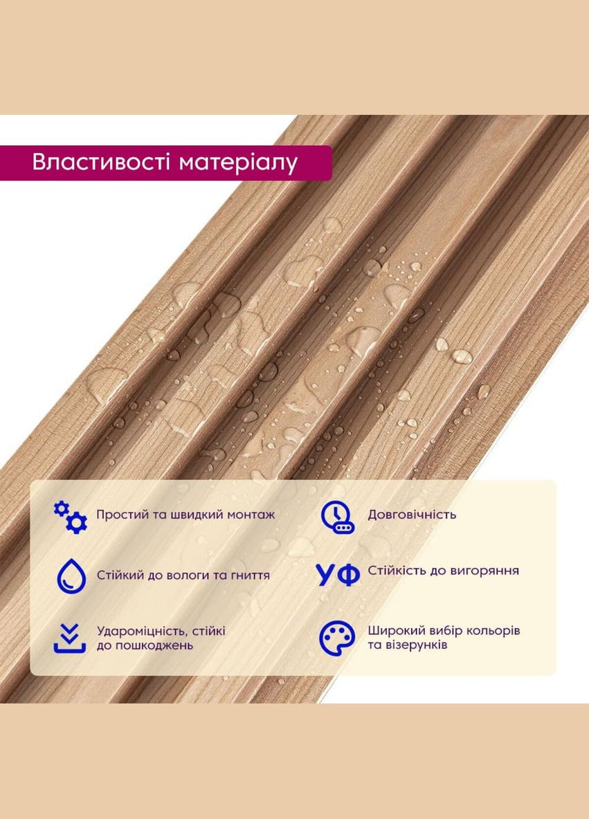 Декоративна стінова рейка 3000x160x23мм (D) SW-00001857 Sticker Wall (298046380)