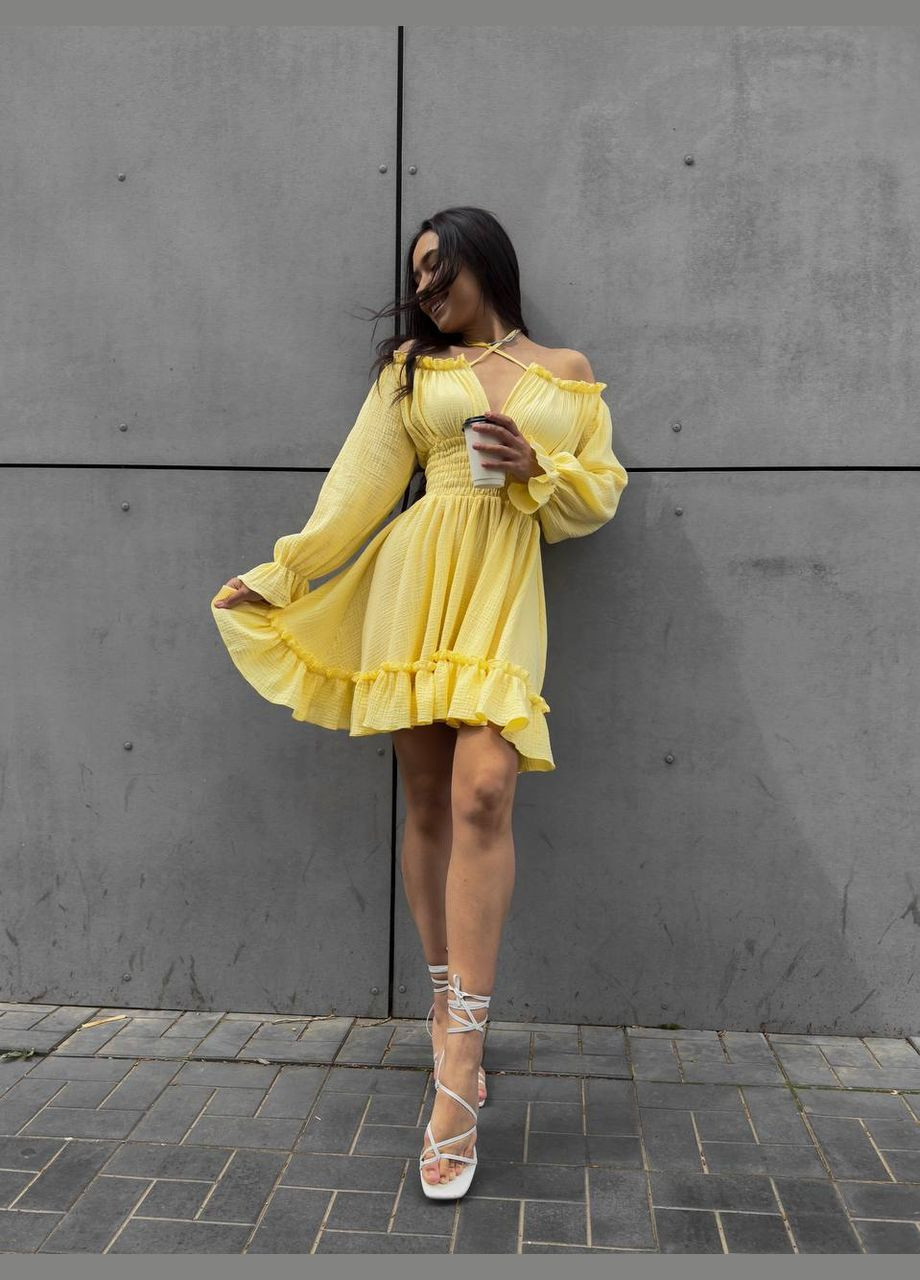 Желтое кэжуал платье N.Family однотонное