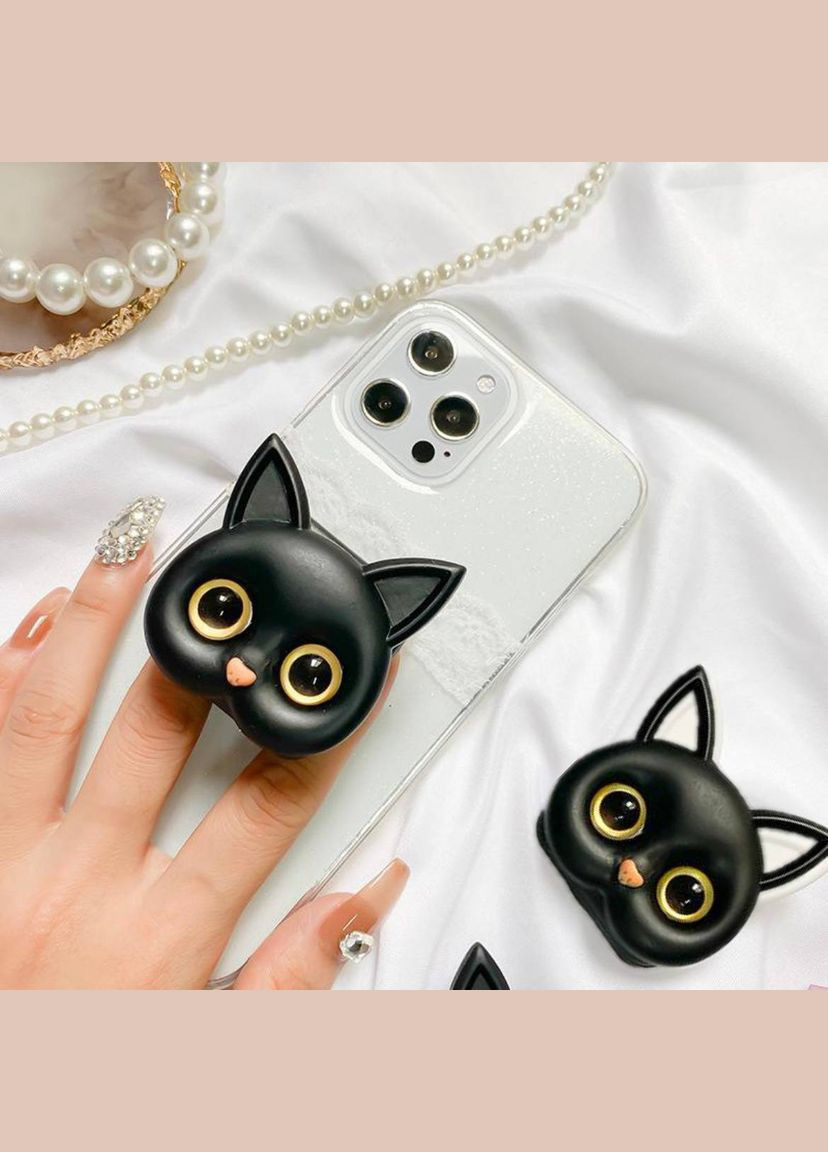 Держатель для телефона Kitten Черный одинаковые глаза 2шт Art (325882862)