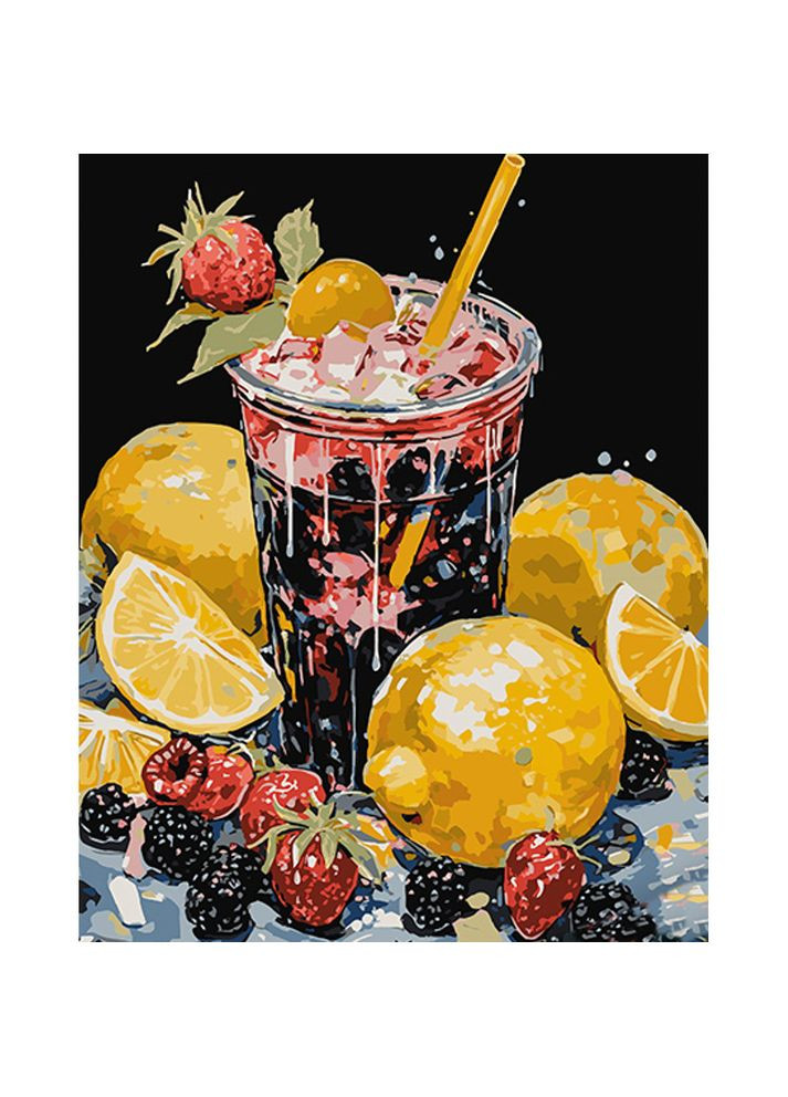 Картина по номерам натюрморт Ягодный морс на черном полотне 40х50см Раскраски из цифр Картины в цифрах AH1060 Strateg (308987994)