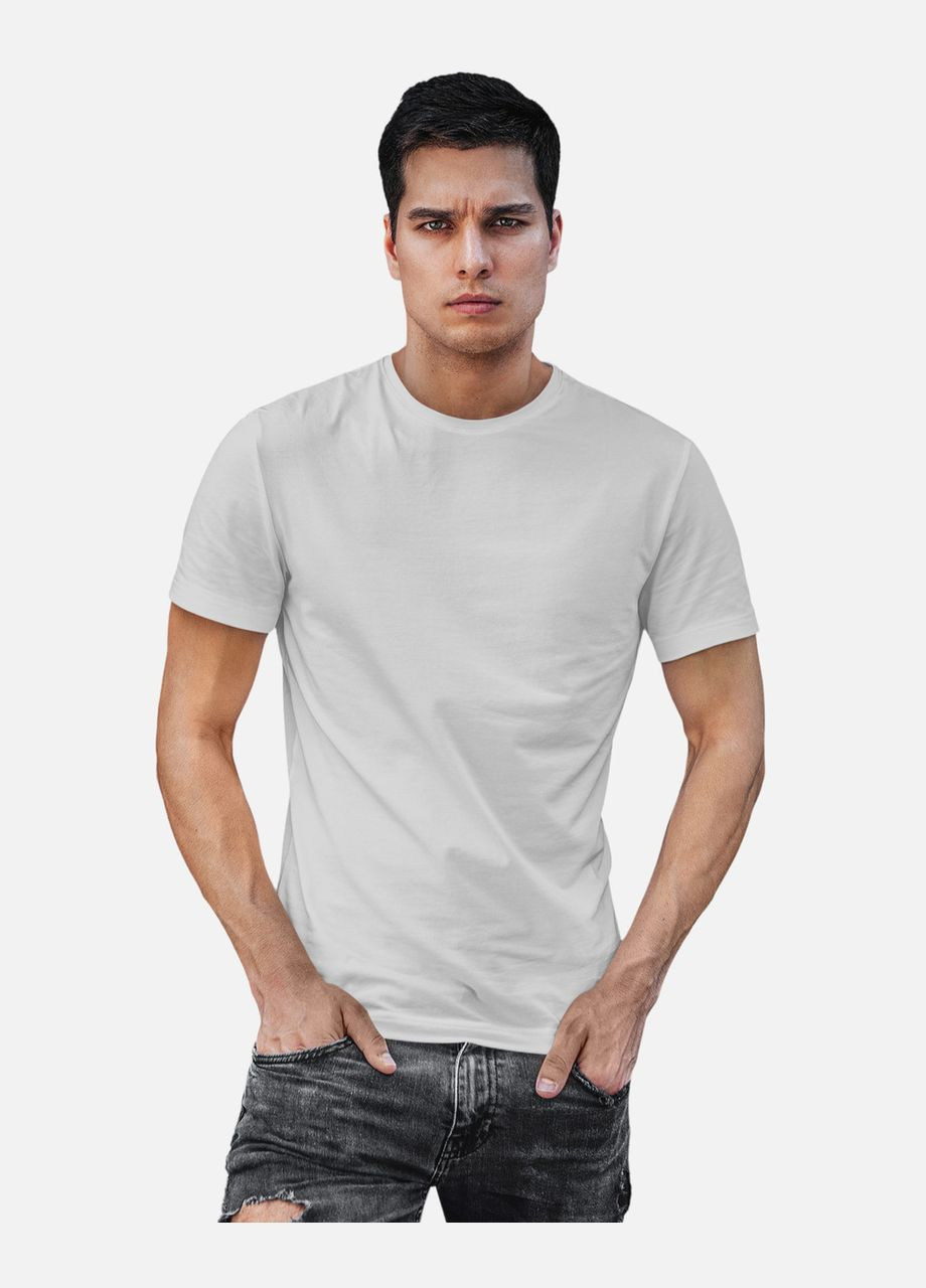 Серая футболка мужская базовая из натурального хлопка с коротким рукавом Mishe Basic