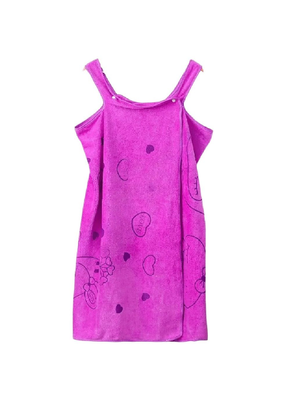 Жіночий рушник халат метелик мікрофібра для ванни лазні басейну пляжу сауни 135х80 см (479029-Prob) Фіолетовий Unbranded сердечка бузковий